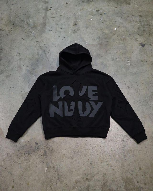 Y2K Letter Print Hooded Pullover Sweater