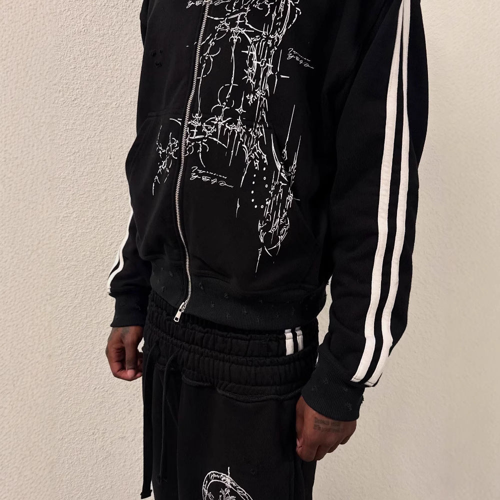 “Detrimental” Gothic Y2K Zipper Pullover Hoodie