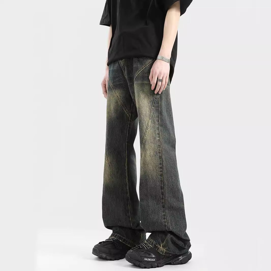 Men’s Vintage Washed Pattern Stitched Denim
