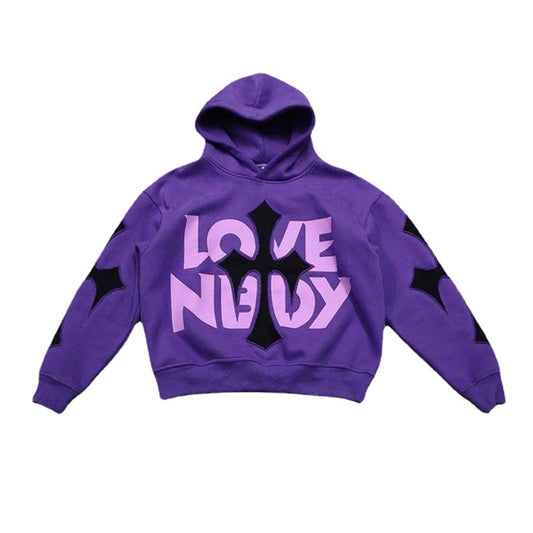 Y2K Letter Print Hooded Pullover Sweater